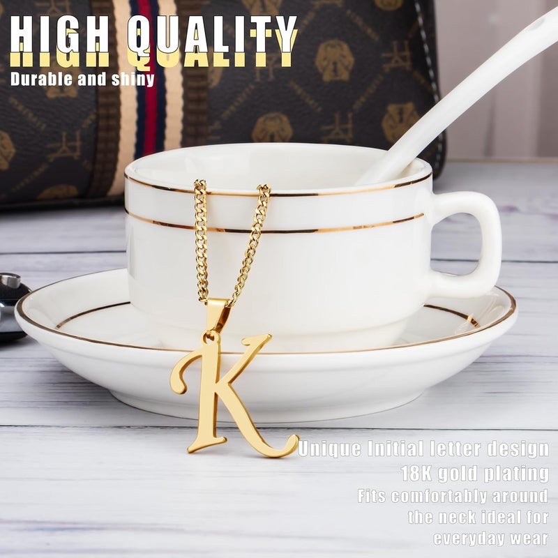 Suweibuke Initial Necklace for Men Women Boys Girls, 18K Gold Plated 26 Letters Pendant Necklace, Personalized Jewelry Gifts - Image 1